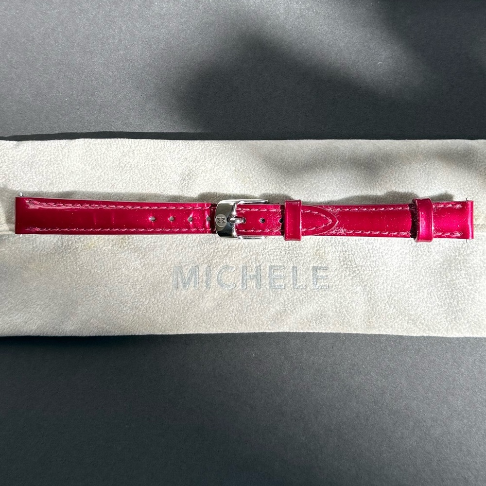 Michele 12mm Magenta Patent Leather Watch Strap